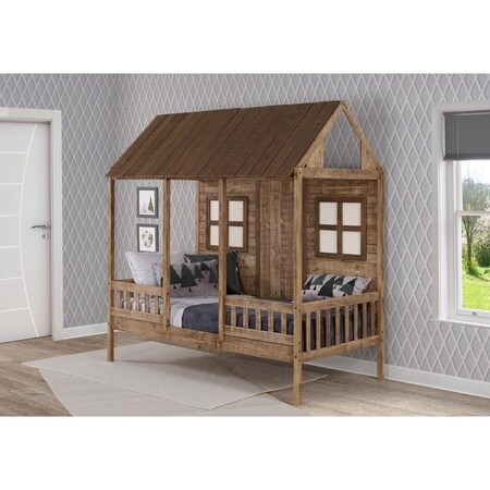 Donco Kids PD-1899TRD Twin Front Porch Low Loft, Rustic Driftwood PD_1899TRD